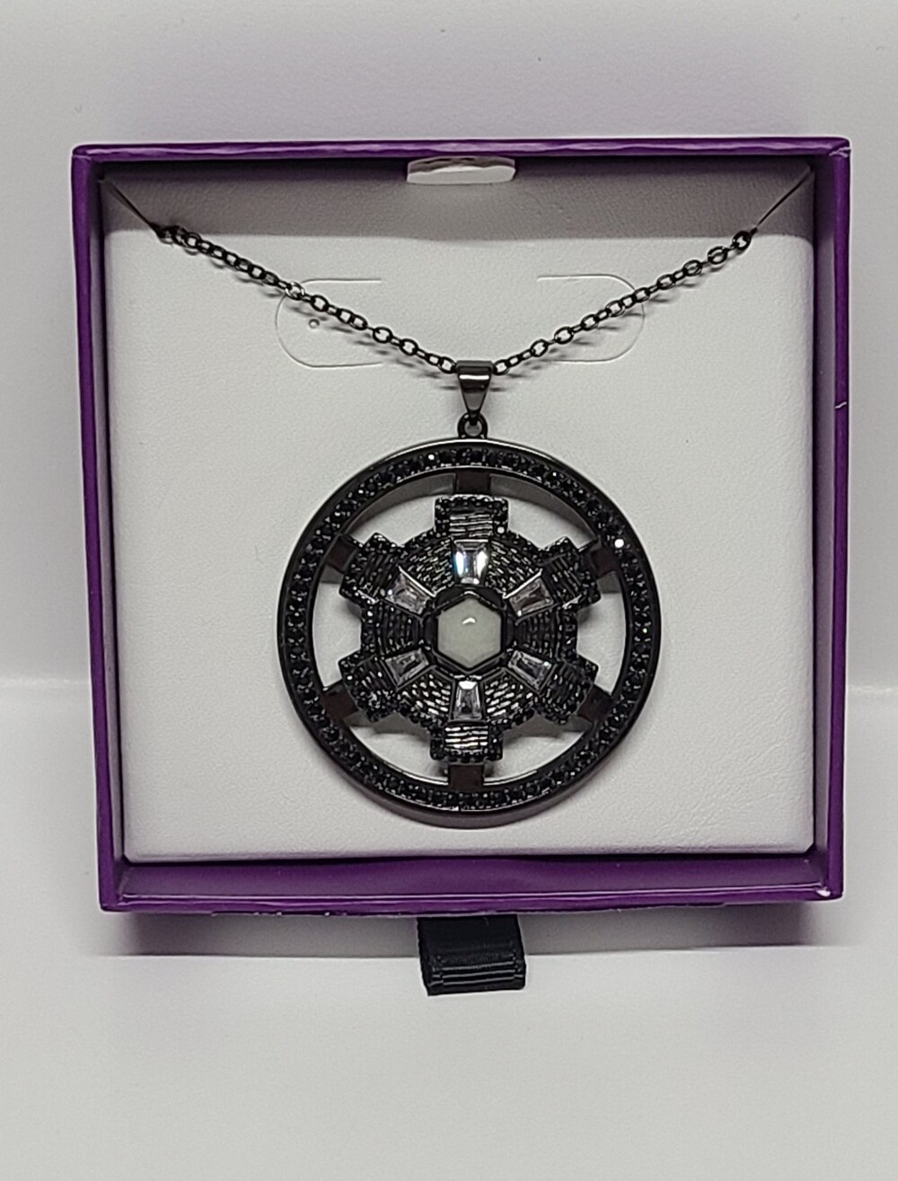 Bomb Party Galaxia Necklace "The Satellite" RBP2607 Glow In Dark Onyx RARE